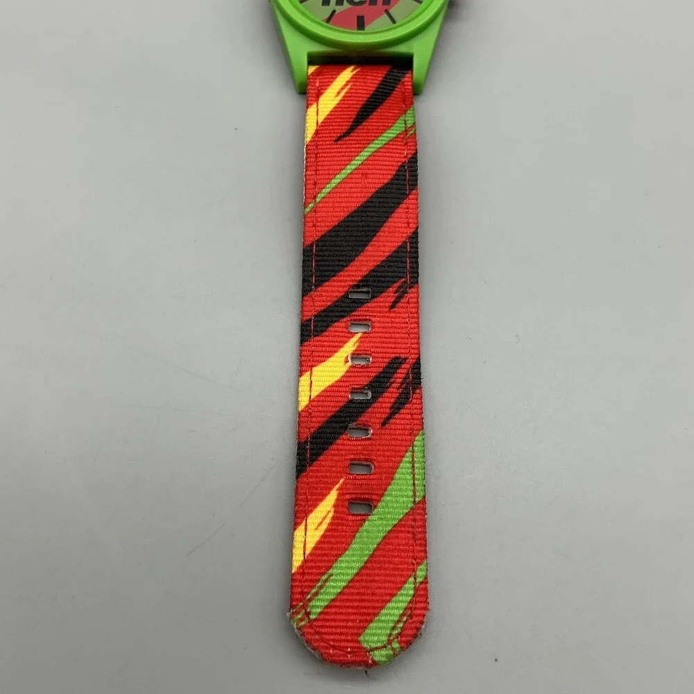 Neff Daily Mens Watch 41mm Red Green Dial Fabric Strap 5ATM WR New Battery